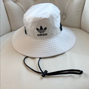 Adidas White Bucket Hat with Black Logo